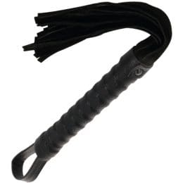 DARKNESS - BLACK BONDAGE WHIP WITH LEATHER HANDLE